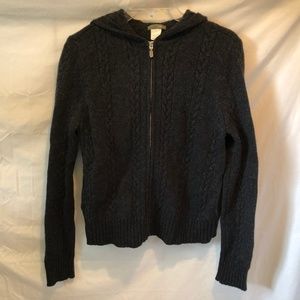 J Crew Full Zip Lambswool Hooded Hoodie Sweater